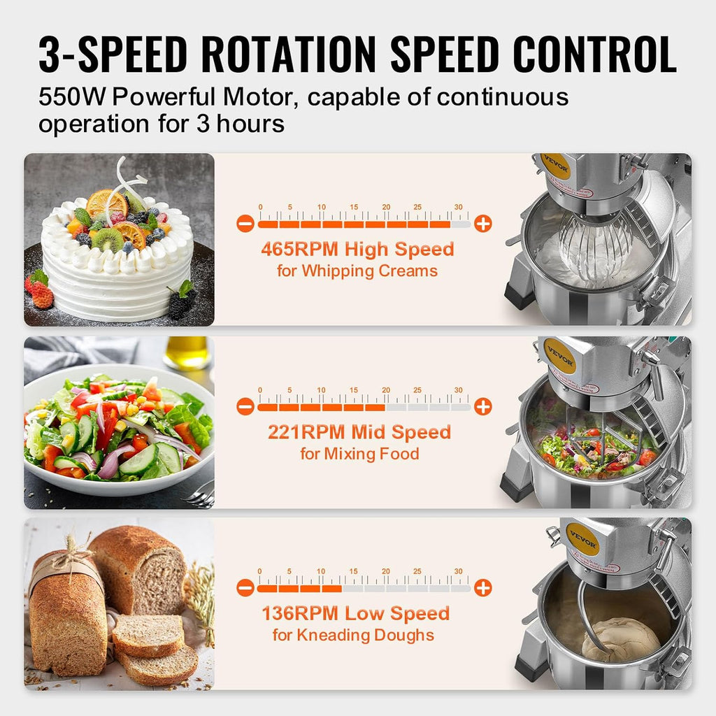15Qt Commercial Food Mixer Timing Function 500W Commercial Mixer