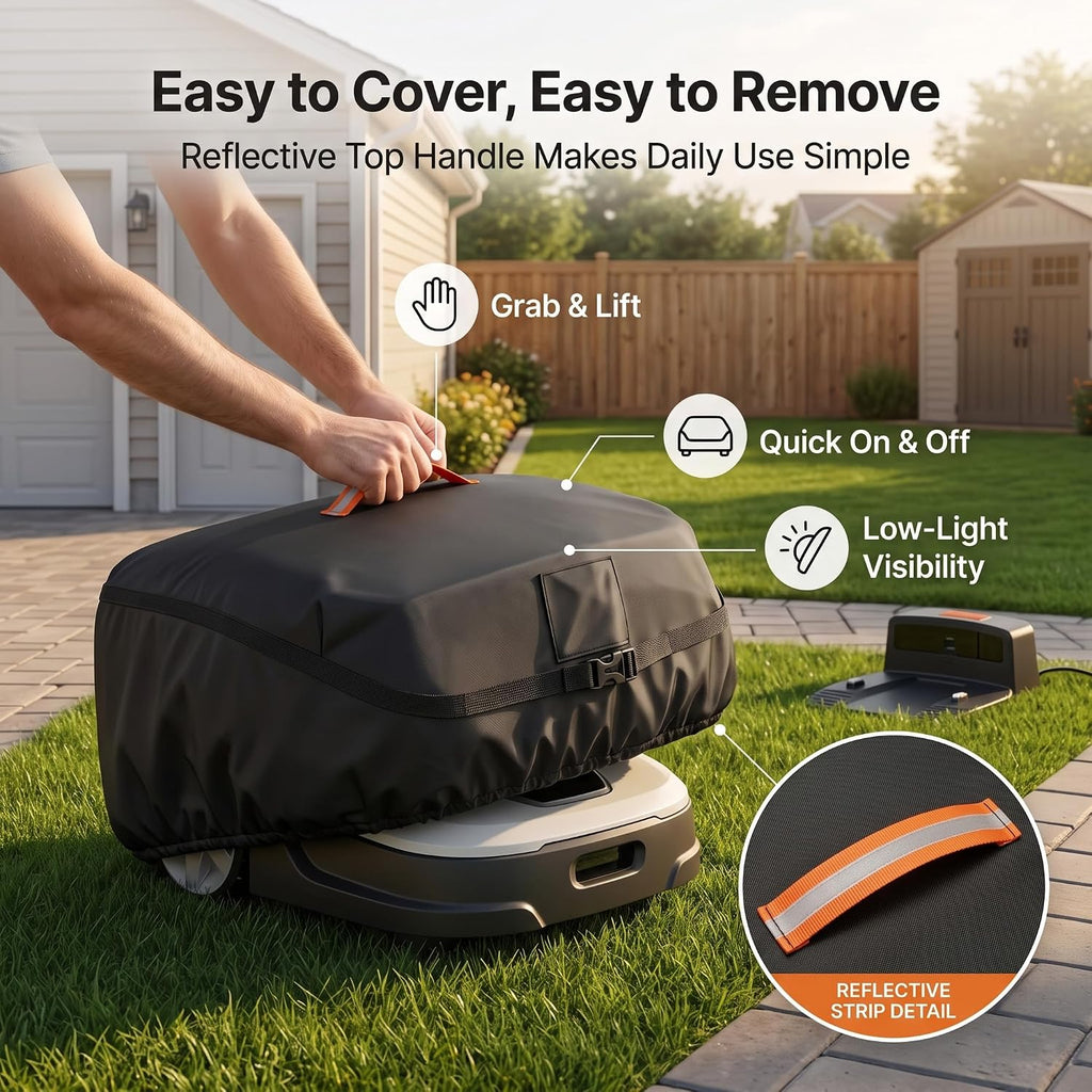 Robot Lawn Mower Cover Waterproof, 420D Heavy Duty Cover for Robotic Mowers | 420D waterproof fabric, backyard