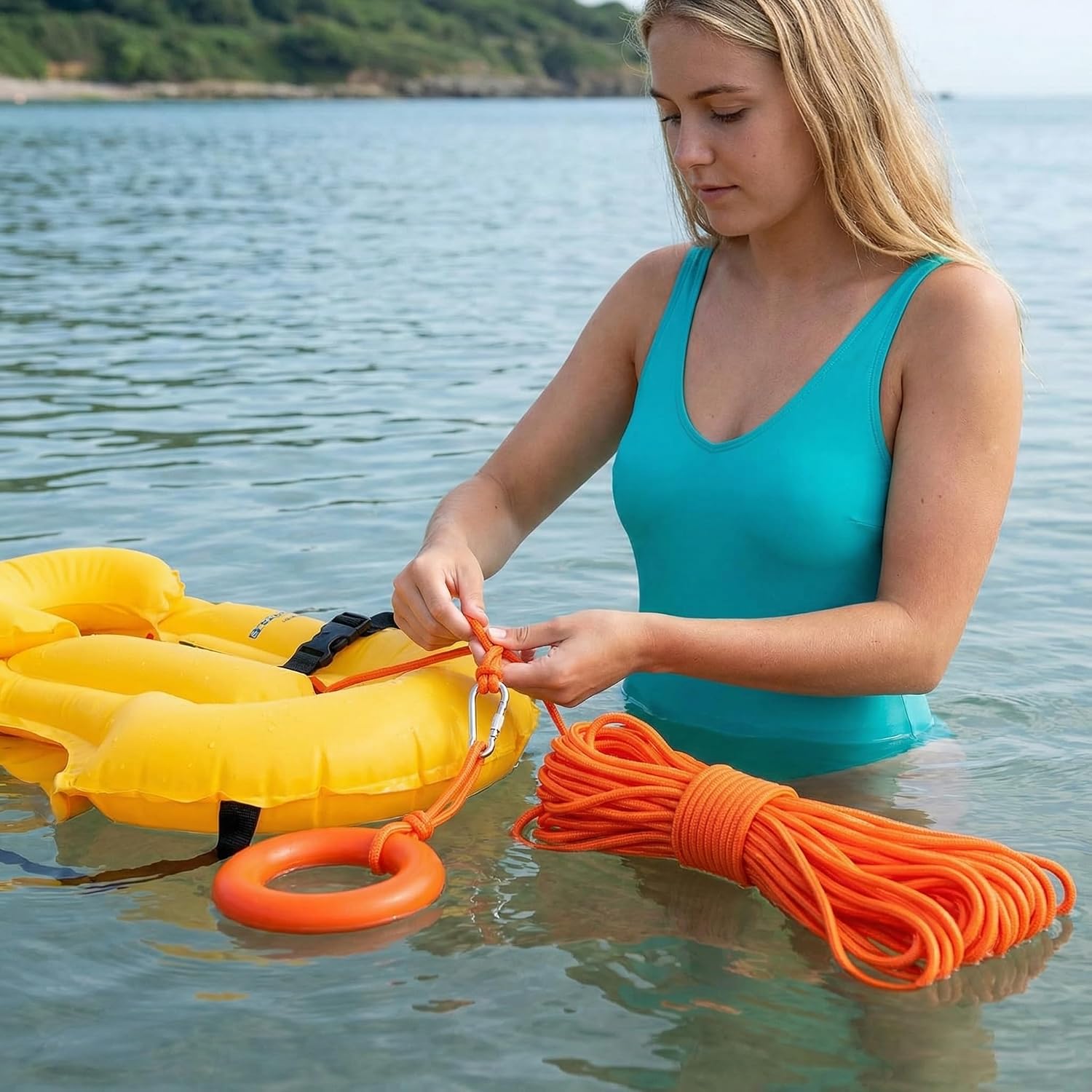 Professional Water Floating Lifesaving Throwing Rope 98.4FT | Outdoor Rescue Lifeguard Lifeline, With Bracelet/Hand Ring