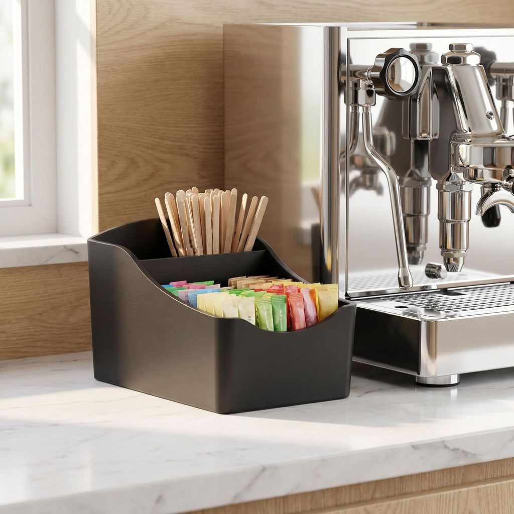 Black Sugar Packet Holder for Coffee Bar Drink Packet Organizer Tea Box