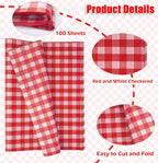 100 Sheets Gingham Tissue Paper 14 x 20 Inches Red and White Checkered Tissue Paper for Gift Bags Bulk Wrapping