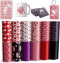 Valentine Transfer Sheets, 12 Pcs 4.5"x 12" Pre-Printed Sublimation Paper for DIY Heat Press Mug, T- Shirts, Coasters