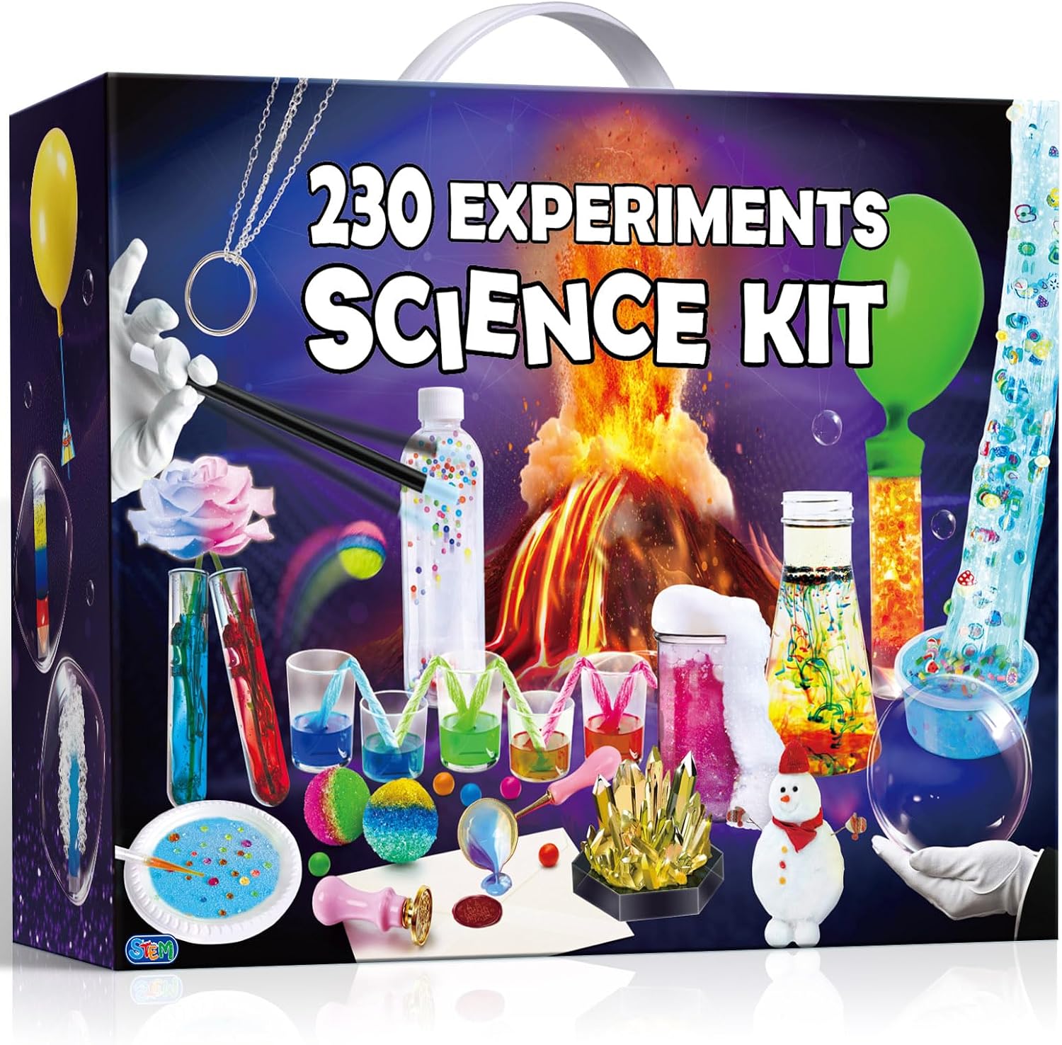 230 Experiments Science Kit for Kids Chemistry Set | S.T.E.M Toys, Crystal Growing, Physics, Slime, Volcano