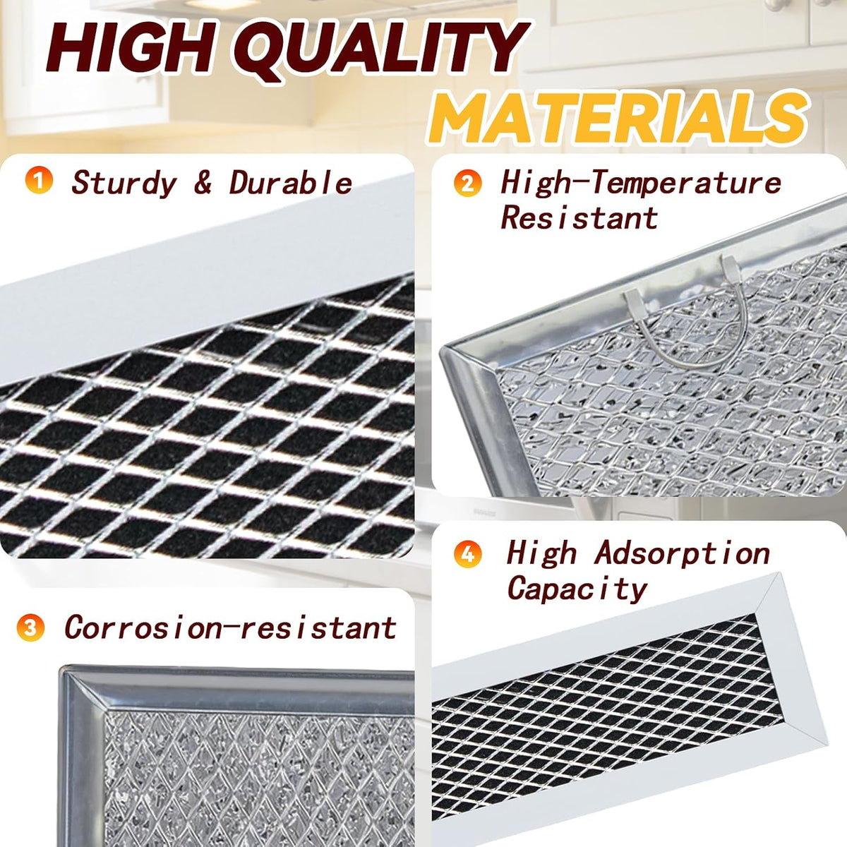 Microwave Filter Compatible with GE JVM3160RF1SS,JVM3160RF2SS, JVM3160RF3SS,JVM3160RF4SS, JVM3160RF5SS,JVM3160RF6SS(Charcoal&Grease Filter Set)-OEM Quality