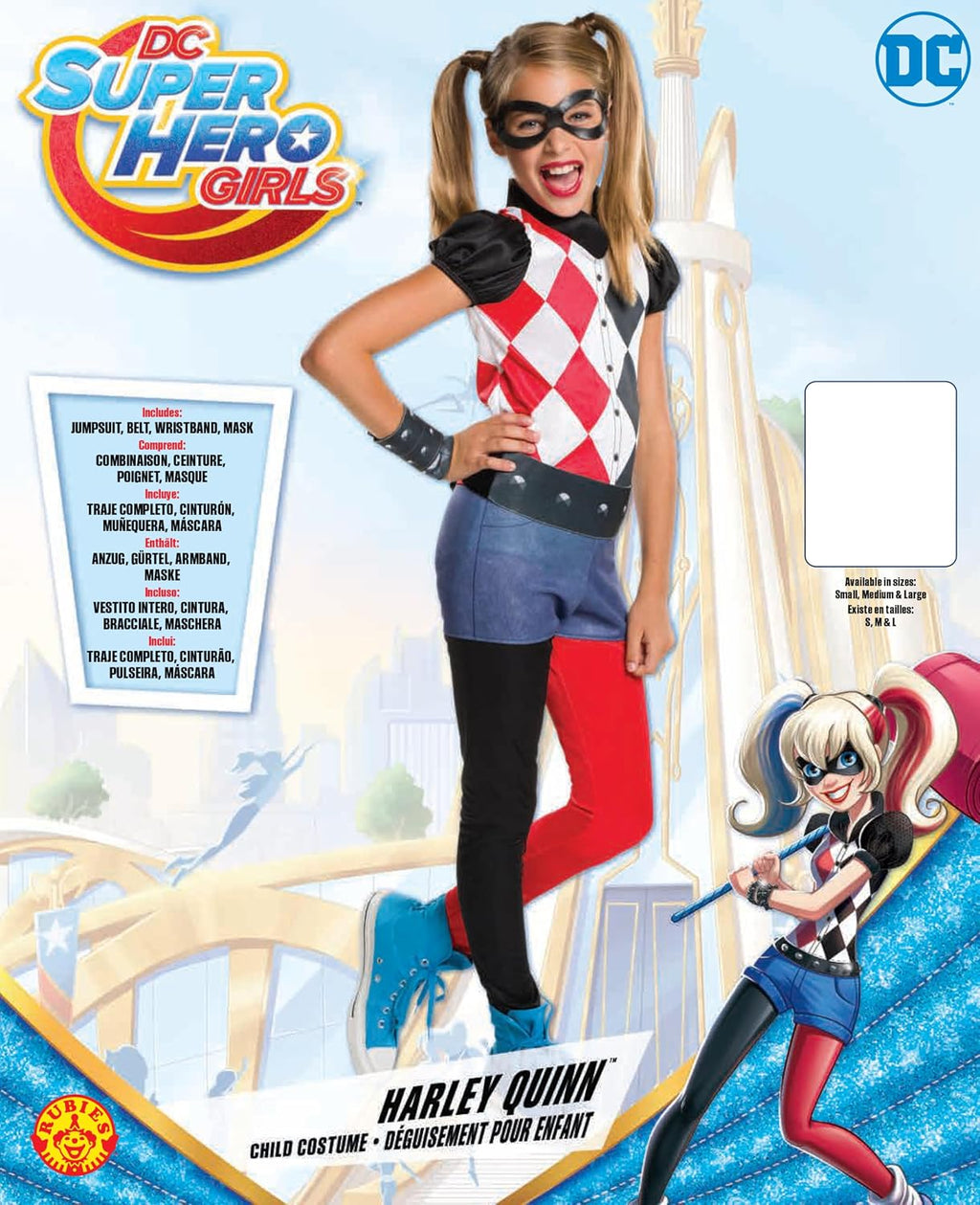 DC Superhero Girls: Harley Quinn Costume for Kids, Girl's Medium
