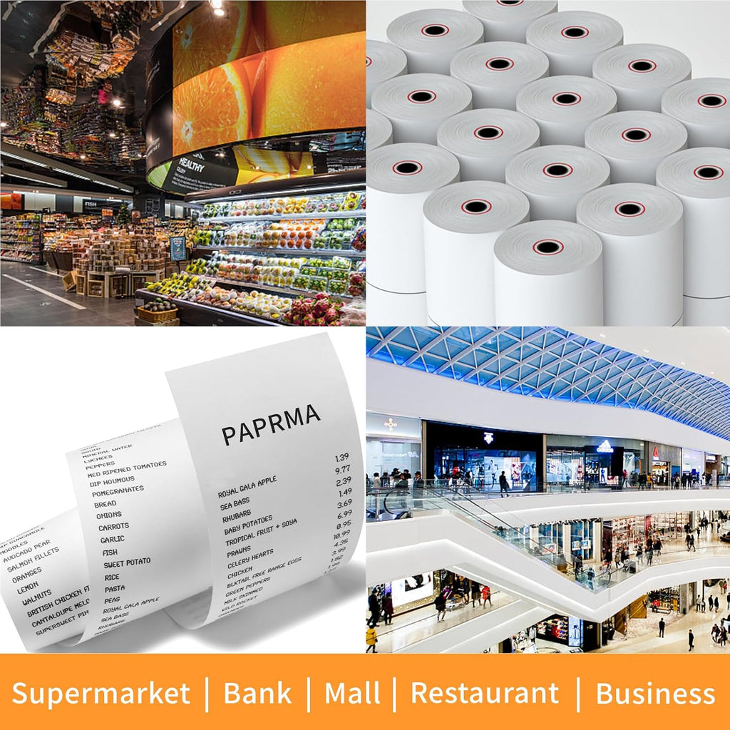3 1/8'' x 230ft' Thermal Paper Receipt 10 Rolls, Receipt Paper POS Cash Register Paper for Credit Card Machine Square
