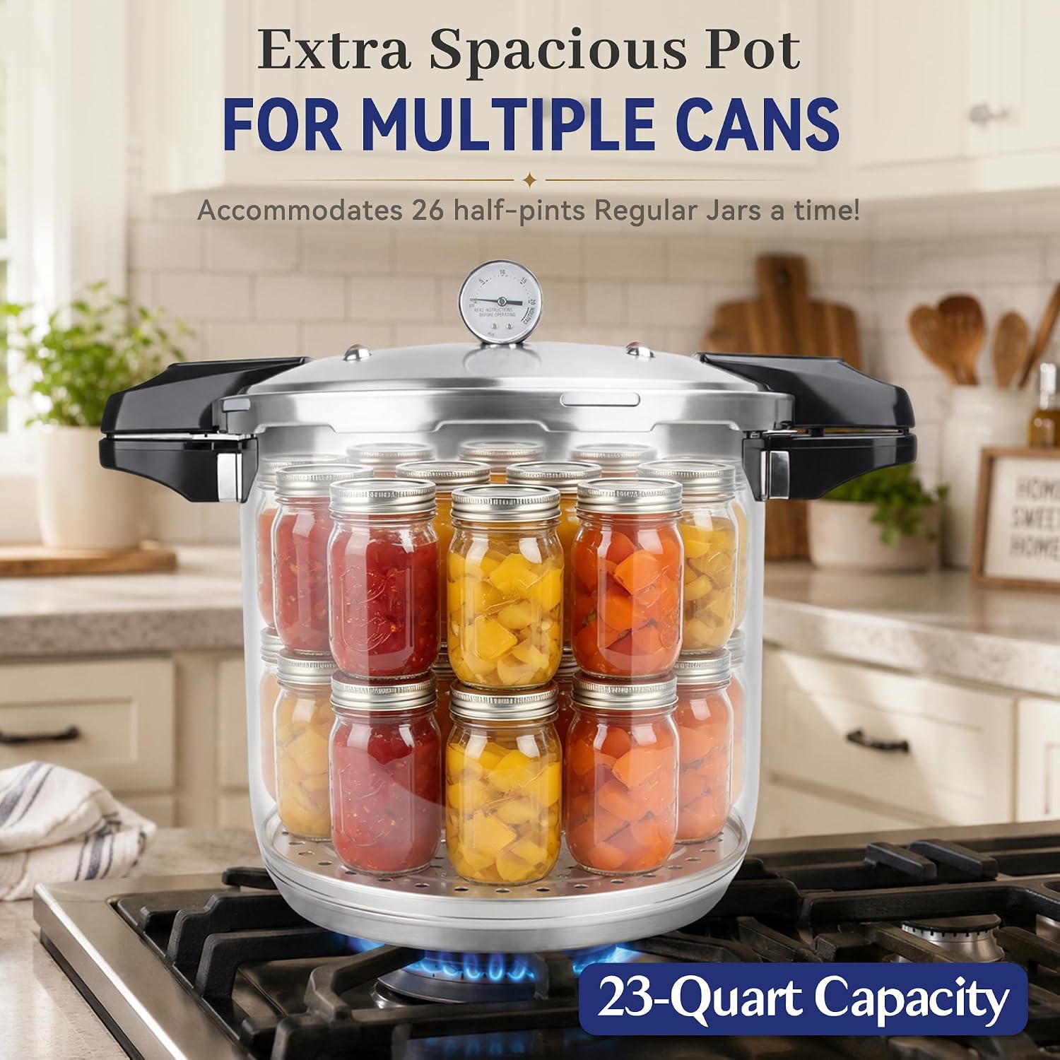 Canning Pressure Cooker Stainless Steel, 23 Qt Pressure Canner with Pressure Gauge, Ollas De Presión Para Cocinar