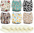 6 Pack Reusable Cloth Diapers 3.0 for Babies Girls Newborn, One-Size Adjustable Baby Diaper, Durable Stitching, Back