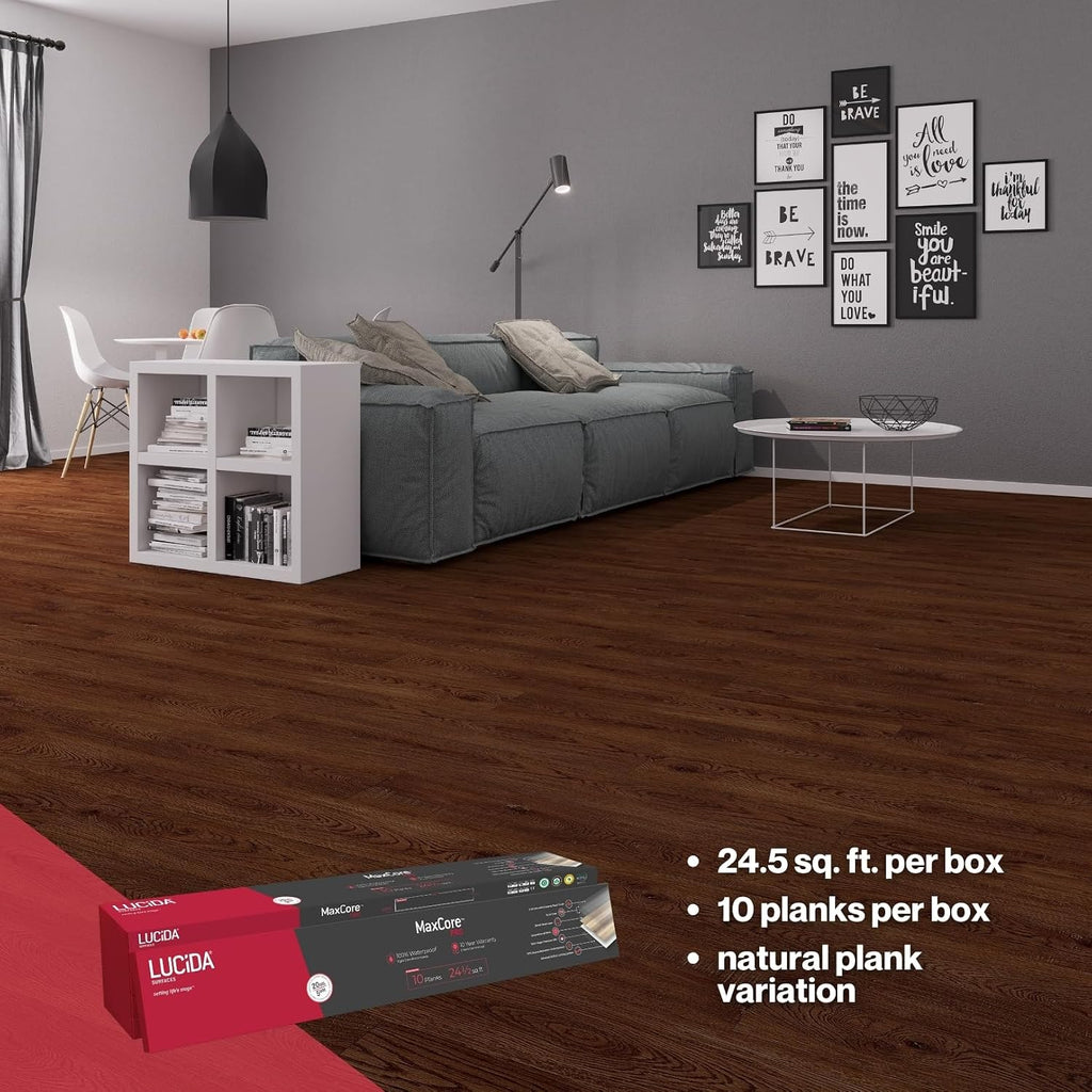 MaxCore Pro | Lucida Surfaces | 7. 5/16"x48" | 24.5 Sq. Ft. | 20mil | 5mm Thick | 10 Pack | Interlocking Click Lock