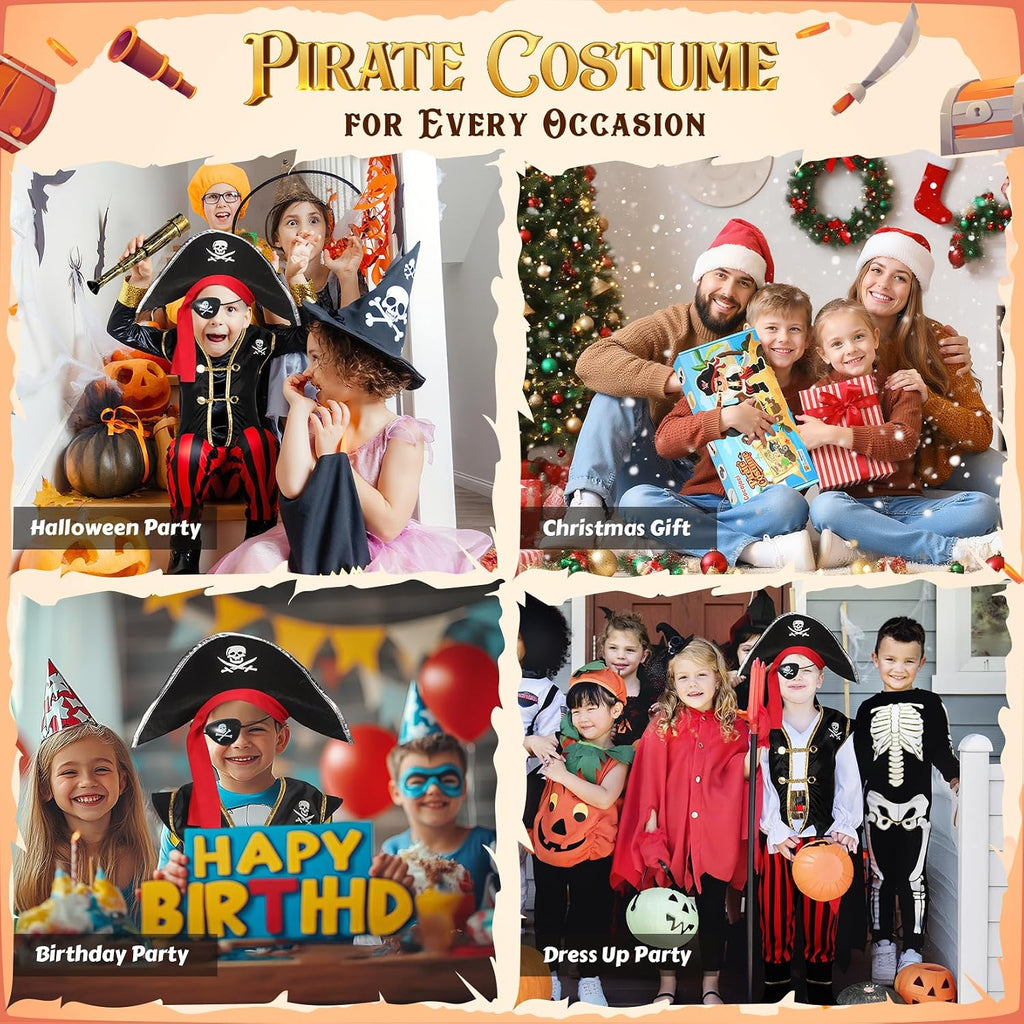 Pirate Costume Kids Boys Halloween Costume,Halloween Costumes for Boy,Toddler Pirate Costumes for Role Play Dress Up
