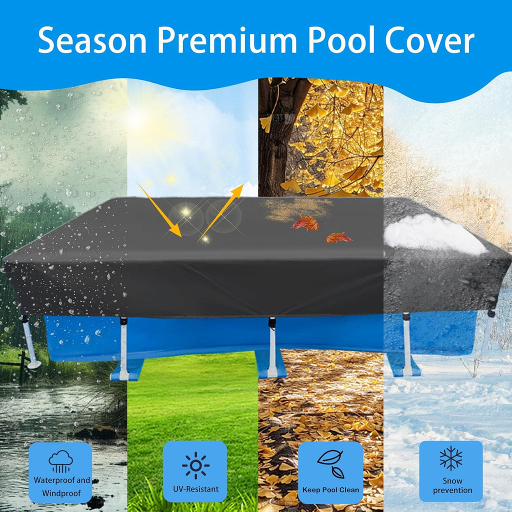 10 x 6 FT Rectangular Pool Cover 118x79 inch Rectangle Swimming Pool Covers 9.8 ft x 6.6 ft Black Pools Cover with