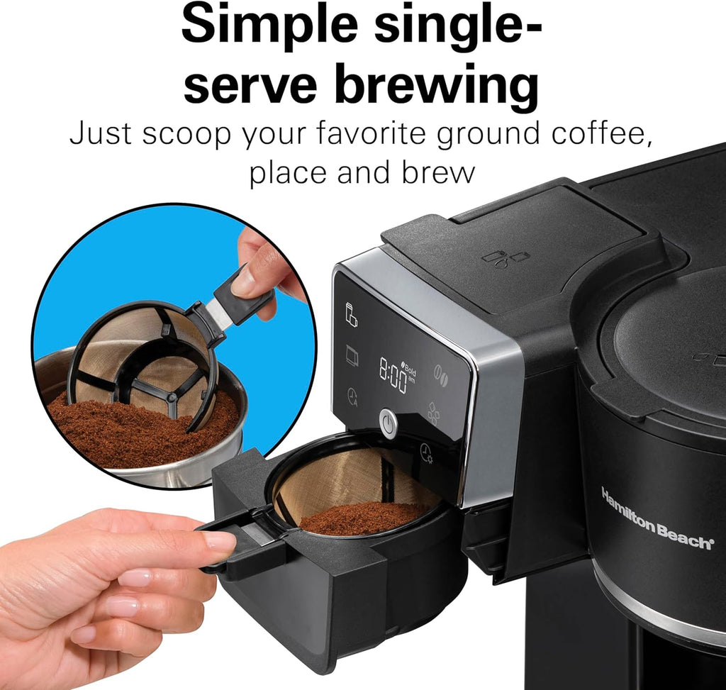 2-Way Drip Coffee Maker & Single Serve Coffee Machine | Hot & Iced Coffee Maker| 12 Cup Glass Carafe| AquaFlow