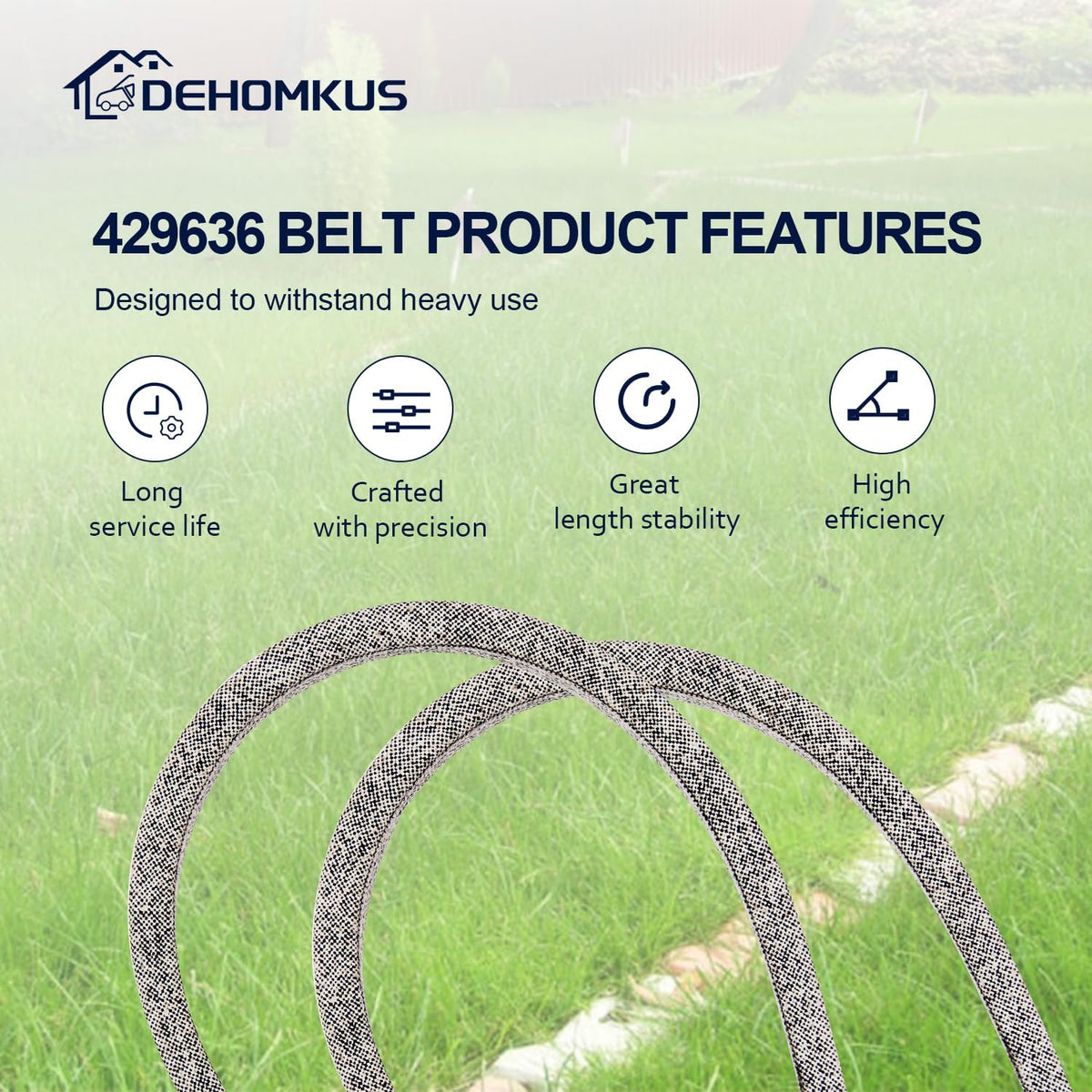 429636 Deck Belt 1/2" x 101" Aramid Cord, Heavy Duty Replacement for Craftsman 42" Deck, Compatible with Husqvarna Poulan AYP YS4500 T2200 DLS 3500 Replaces 532429636 532197253