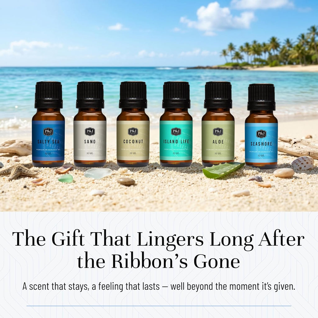 Fragrance Oil Surf & Sand Set | Salty Sea, Sand, Coconut, Island Life, Aloe, Seashore Candle for Candle Making