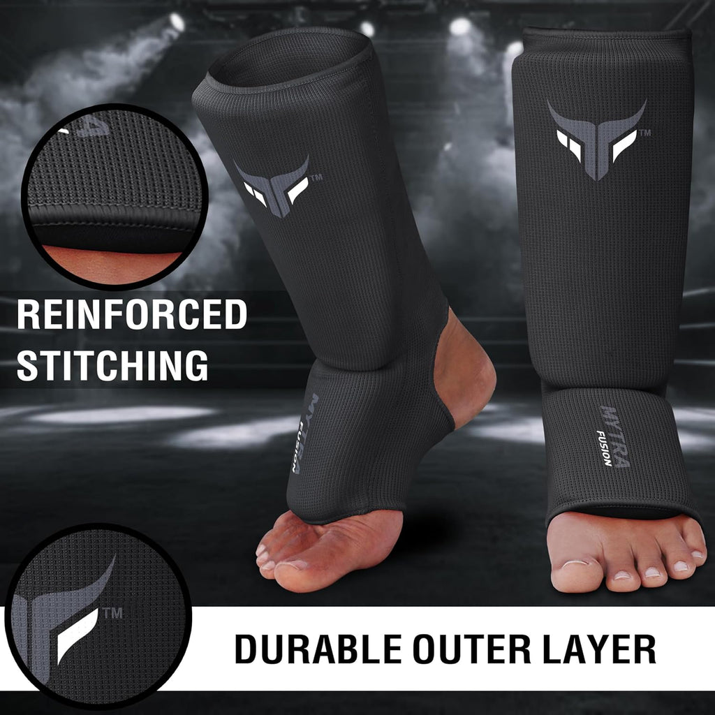 Kids Kickboxing Shin Guards, Elasticated Shin and Instep Protector for MMA, Muay Thai, Training, Sparring and Martial