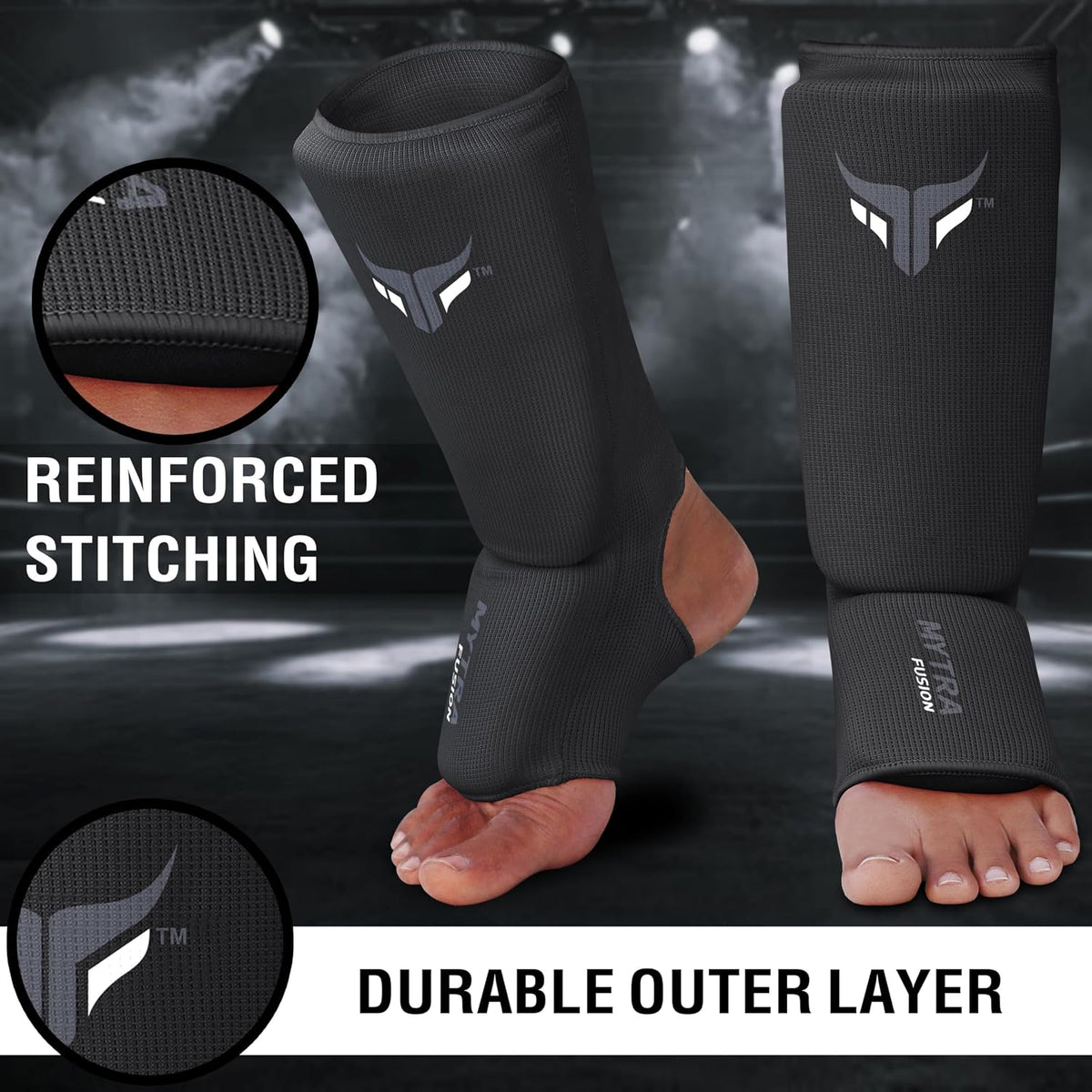 Kids Kickboxing Shin Guards, Elasticated Shin and Instep Protector for MMA, Muay Thai, Training, Sparring and Martial