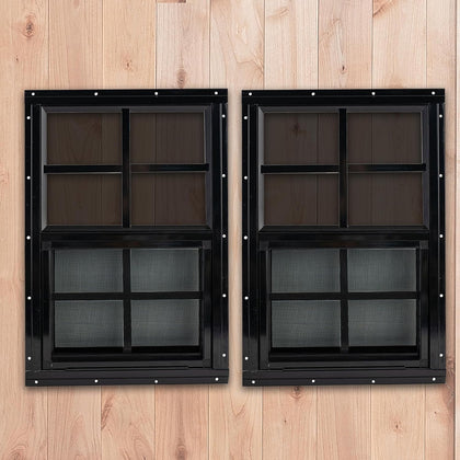 14" x 21" Black Shed Windows 2 Pack,Small Windows with Tempered Glass - Flush Mount | Ultimate Choice for Chicken