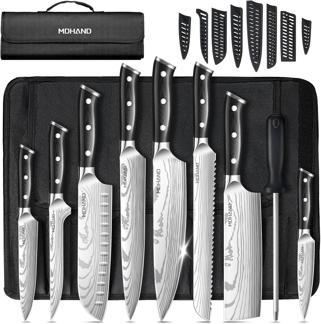 Chef Knife Set with Roll Bag, Sharp Professional Chef Knives Set