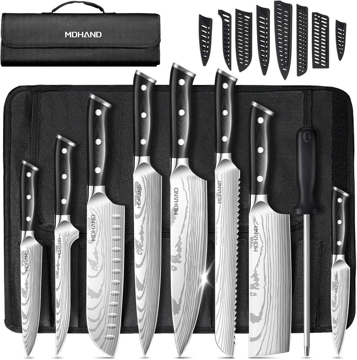 Chef Knife Set with Roll Bag, Sharp Professional Chef Knives Set