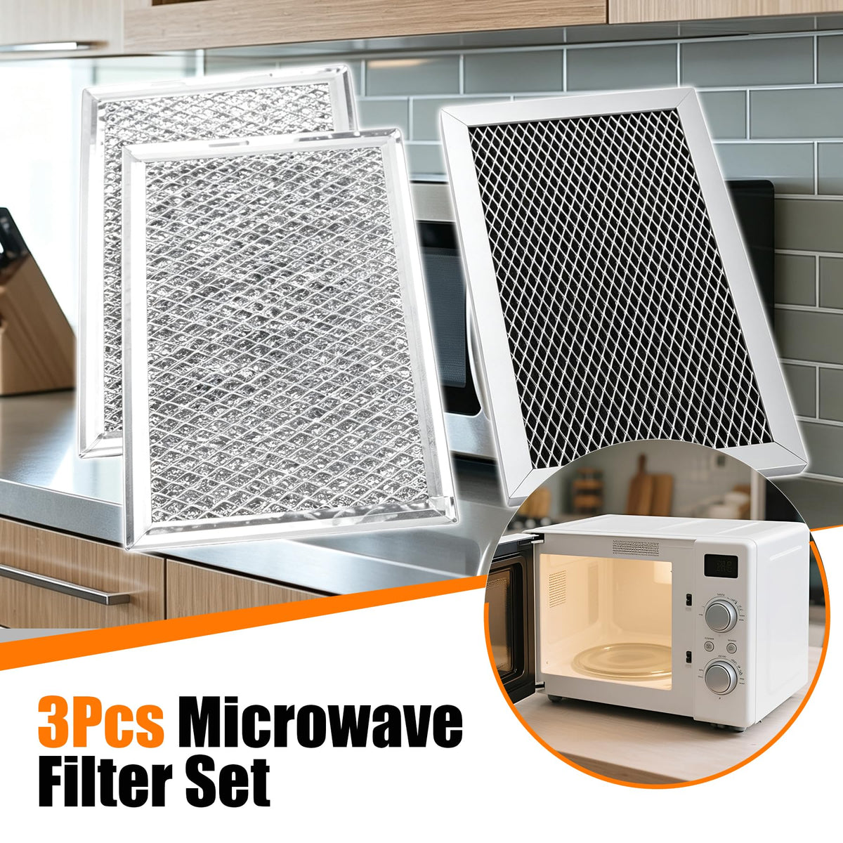 3Pcs Microwave Filter Set Compatible with Microwave JVM6175EK6ES