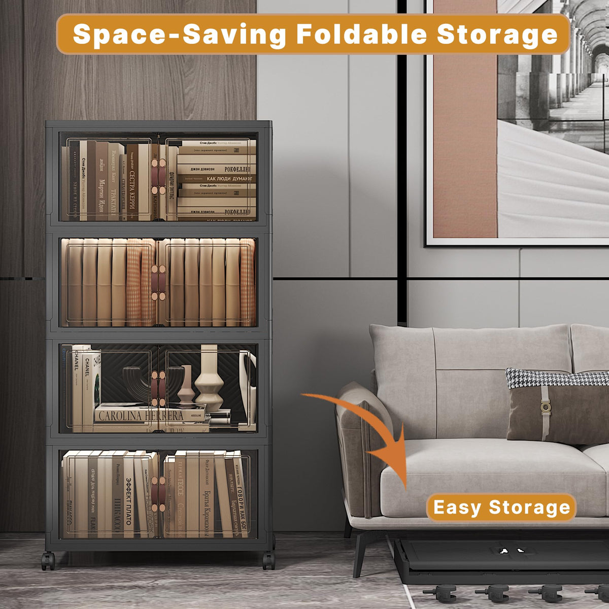 208QT Stackable Storage Bins with Lids,Doors & Wheels