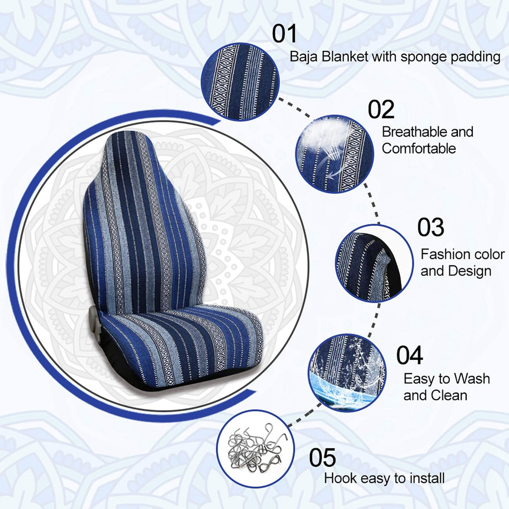 Universal Baja Seat Cover Universal Durable Bucket Seat Cover for Car SUV Automotive Navy Blue