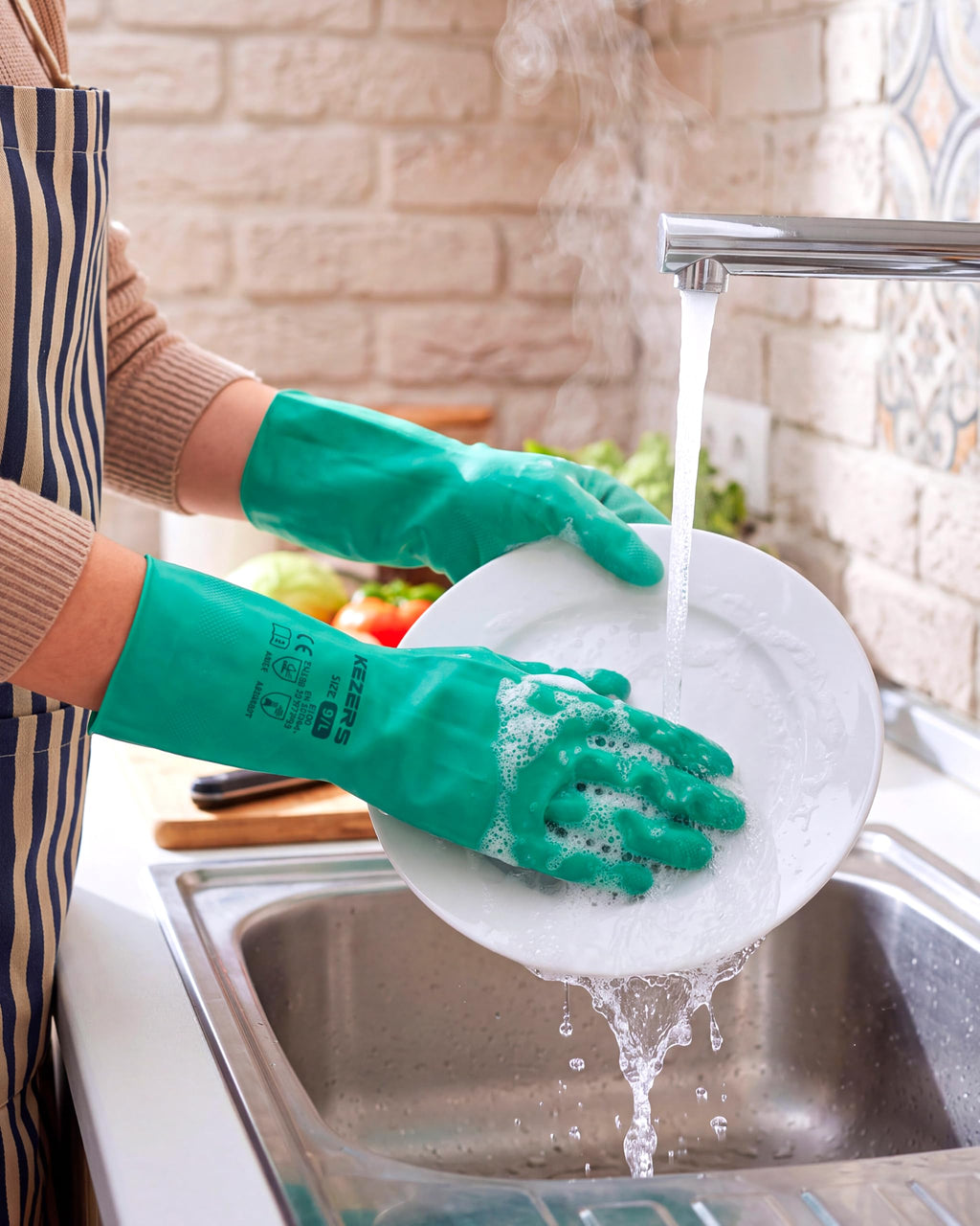 Chemical Resistant Nitrile Gloves,20 Pairs,Free Latex Rubber,Large