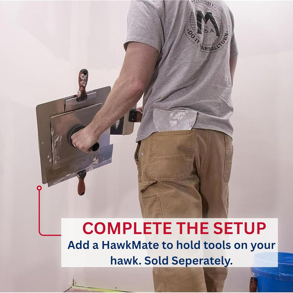 Drywall Hawk, 13 Inch, Assembled in the USA, Plaster Tool | 13 Inch Aluminum Blade Gives a Flat Platform for Mud