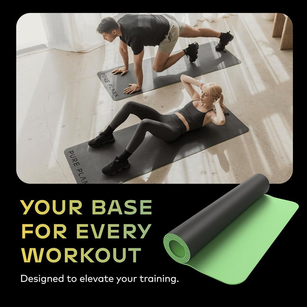 Reversible Yoga Mat - 5mm Thick Dual Sided Non-Slip Exercise Mat Made with 100% Recyclable Natural Rubber