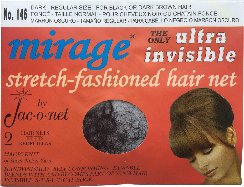 Hair Net Mirage Ultra-Invisible Dark,2 Per Pack [Pack of 12]