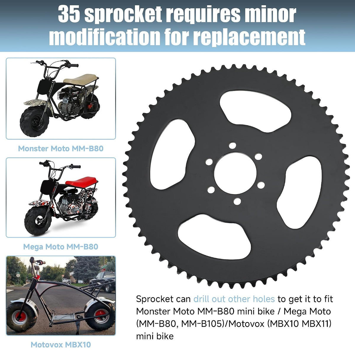 65 Tooth Sprocket 37mm Bore 35 Chain with 140 Links for CT100U DB30