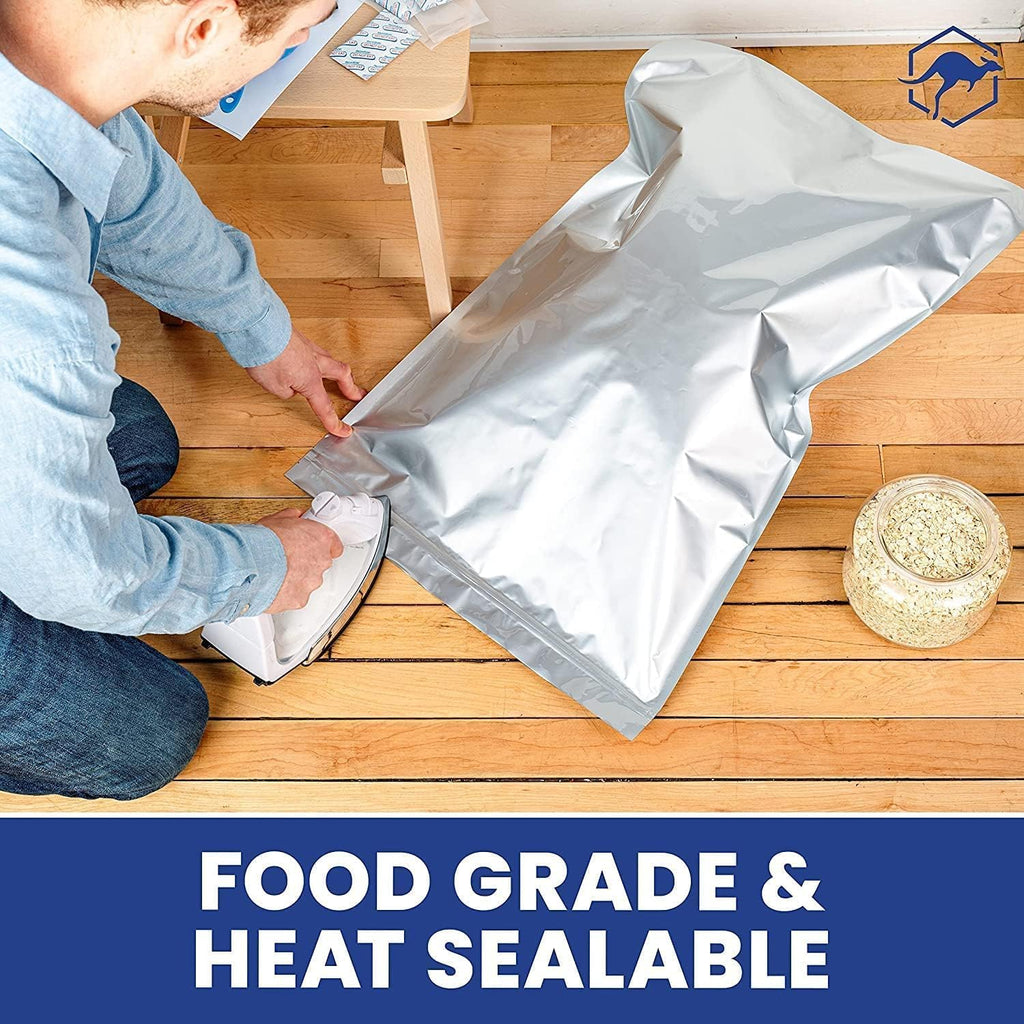 15 Count 5-Gallon Mylar Bags with 2500cc Oxygen Absorbers, 10 Mil Total Thickness Long-Term Food Storage Pouches