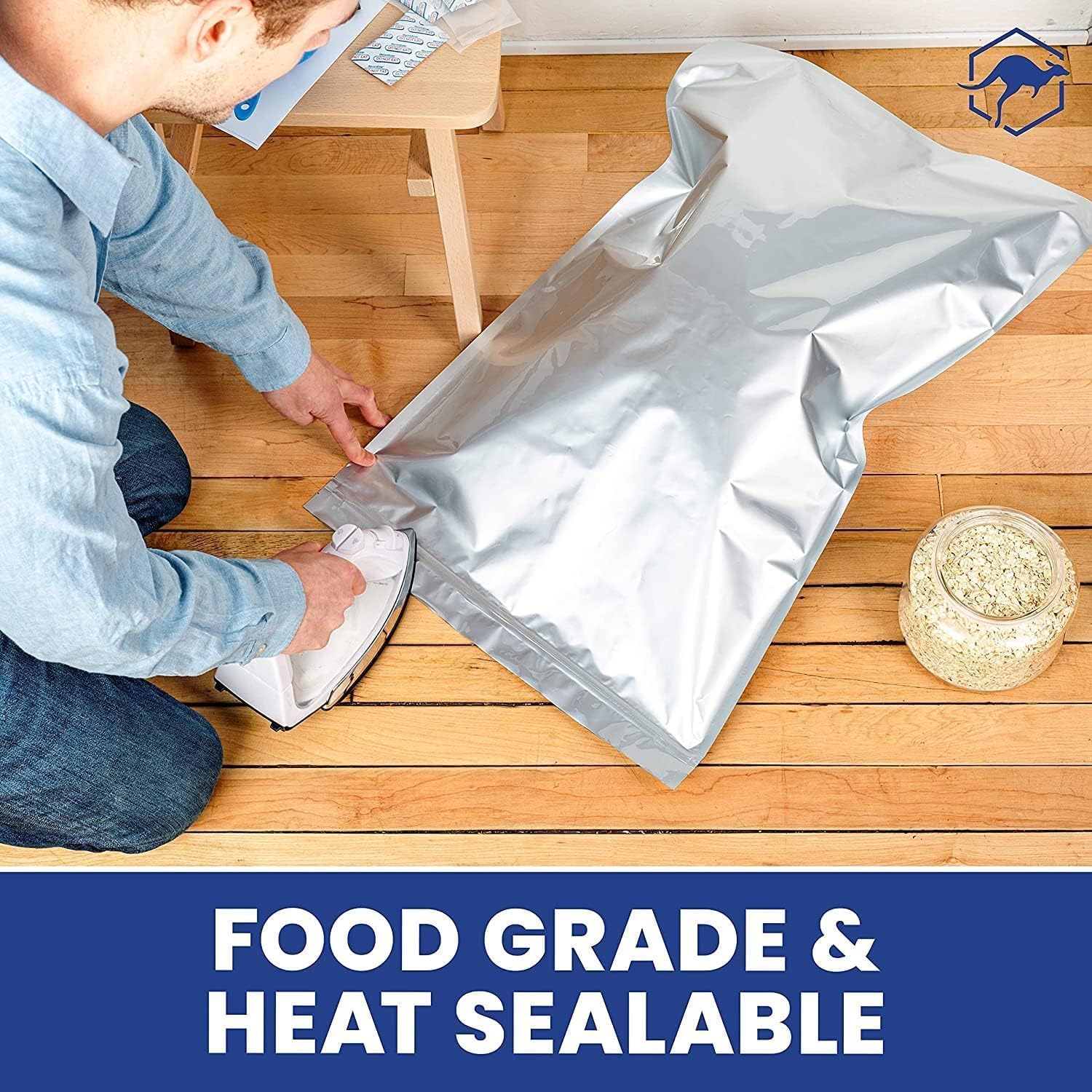 15 Count 5-Gallon Mylar Bags with 2500cc Oxygen Absorbers, 10 Mil Total Thickness Long-Term Food Storage Pouches