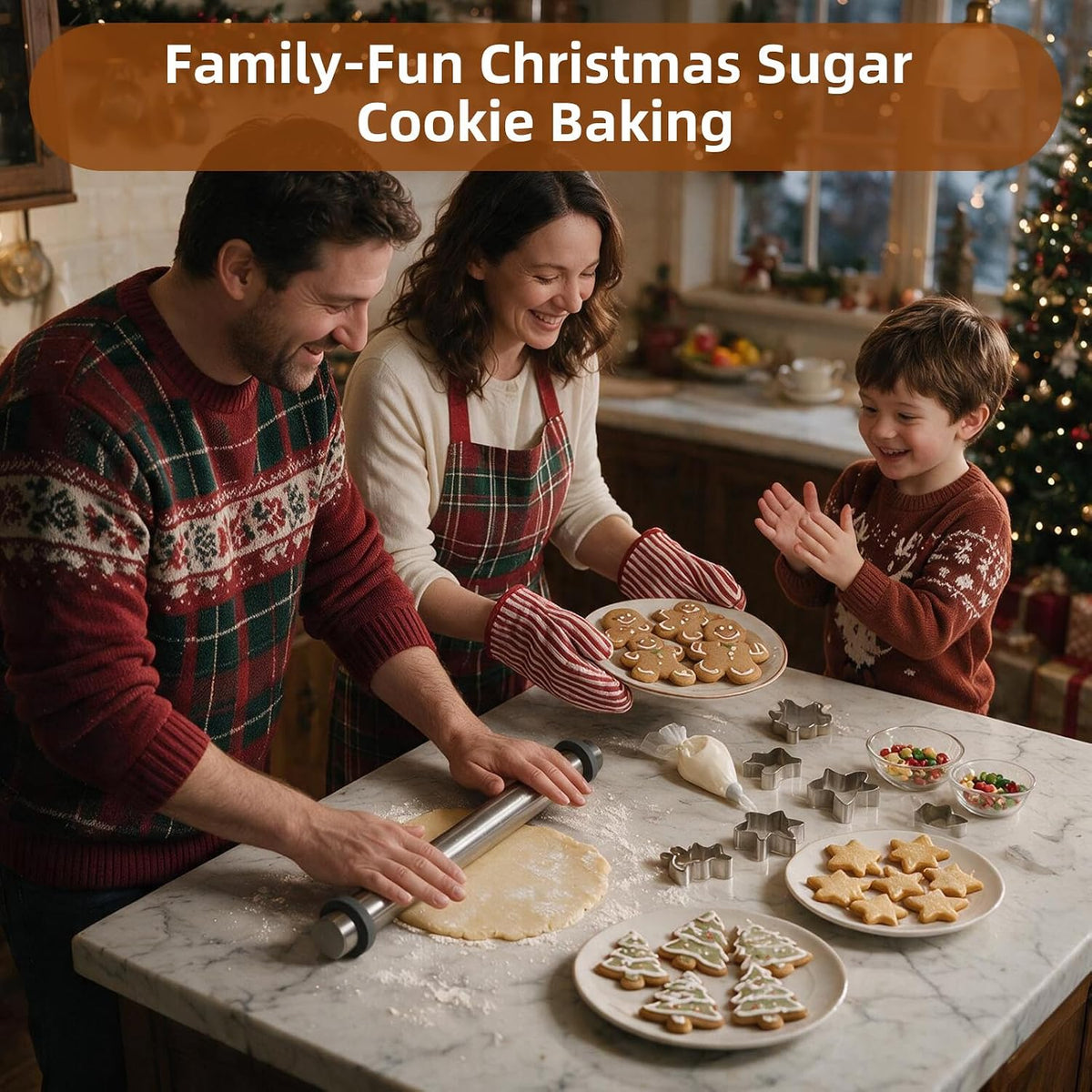 Adjustable Rolling Pin with Thickness Rings for Baking -Roller for Cake Pop