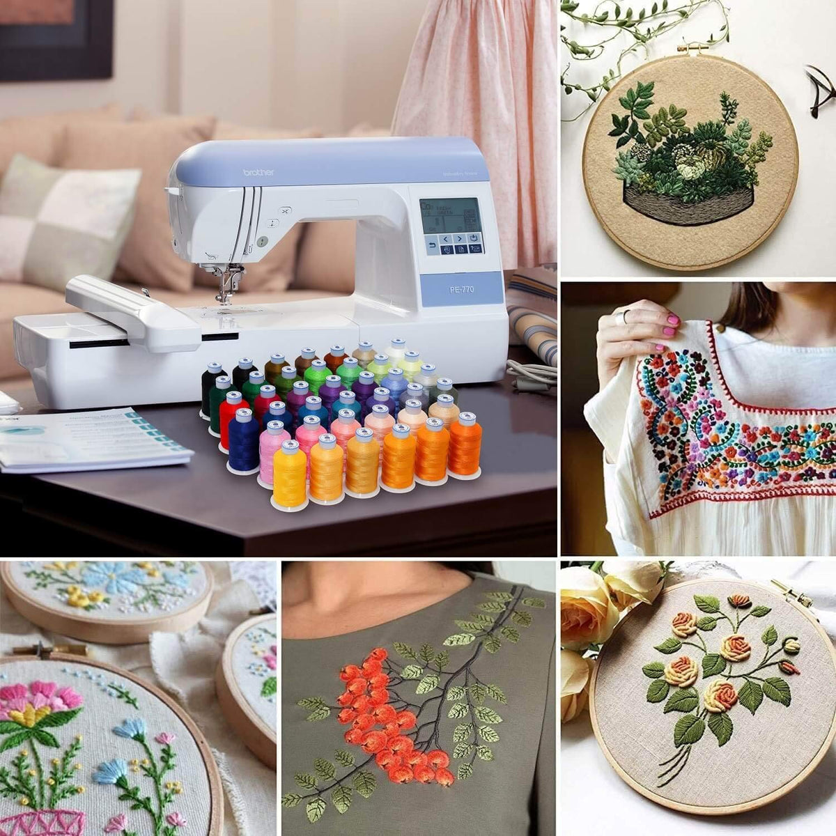 40 Colors Polyester Embroidery Machine Thread Kit for Brother Babylock