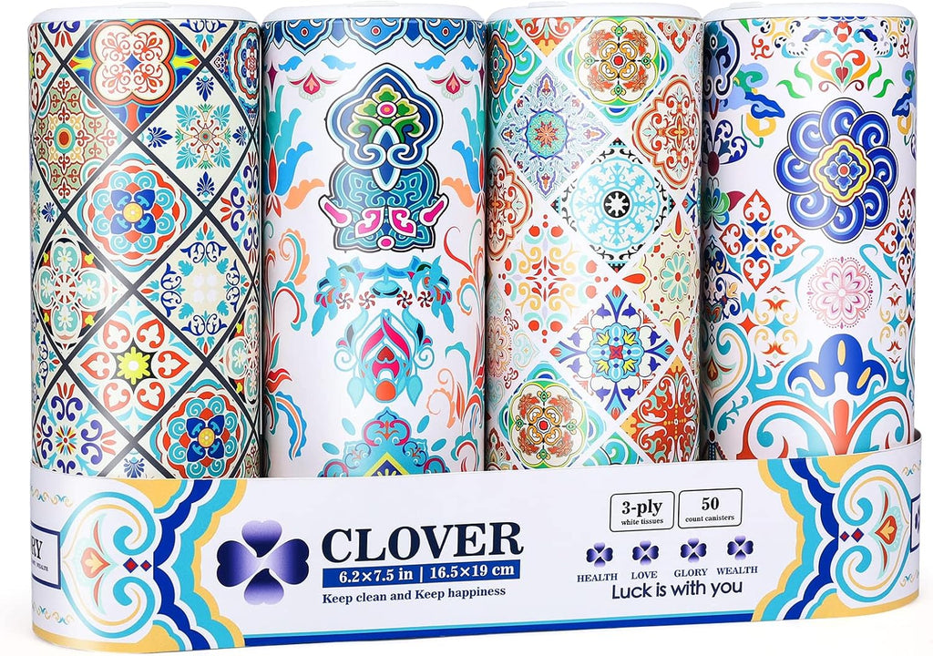 Car Tissues Cylinder with Cap, Round Tissue Box Container (4 Pack)