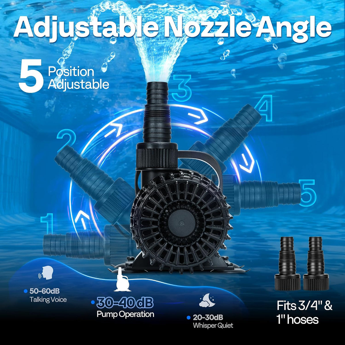 100W Pond Pump, 1600GPH Submersible Water Pump for Koi Pond