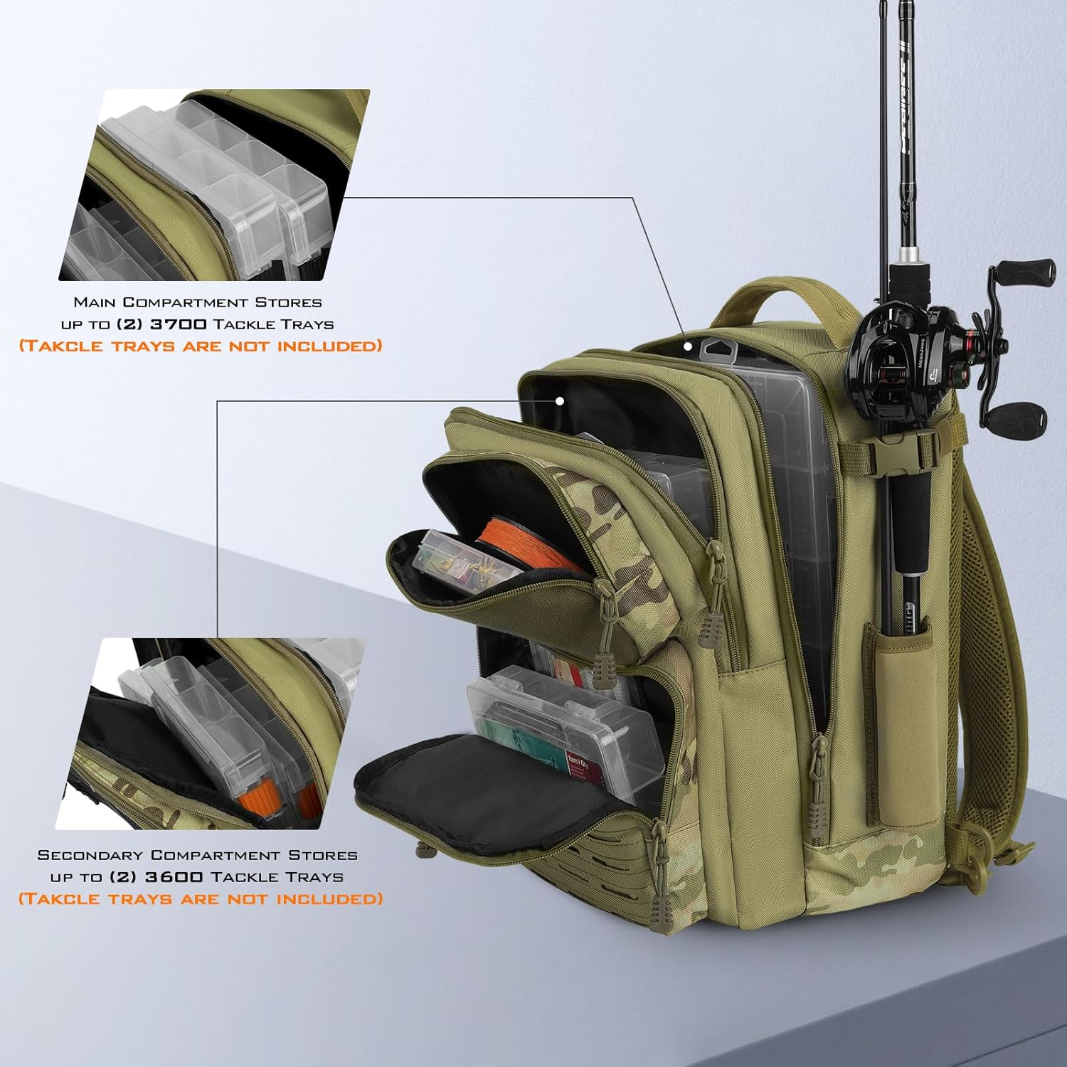 Blowbak Fishing Sling Bag, Fishing Backpack with Rod Holder | Fishing Bag Storge Fishing Gear, Gift for Men, Molle