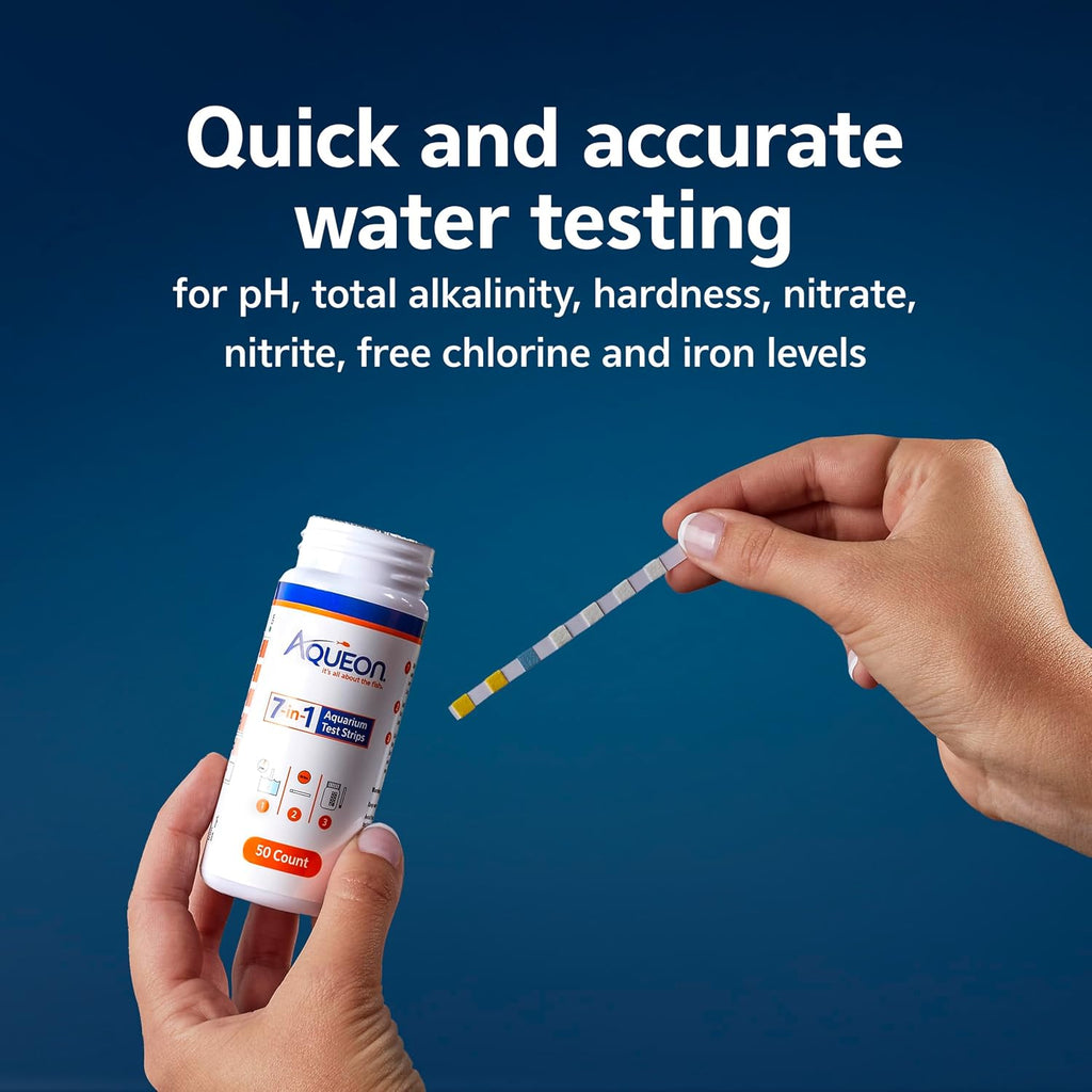 7-in-1 Aquarium Test Strips, Fast Results for pH, Total Alkalinity, Hardness, Nitrate, Nitrite, Free Chlorine and