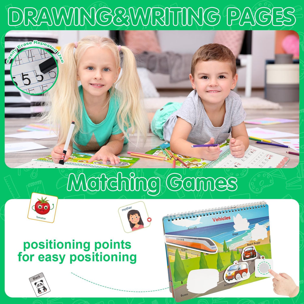 Montessori 24 Themes Busy Book for Toddlers 3-5, Engaging Preschool Learning Activities for Home School Travel –