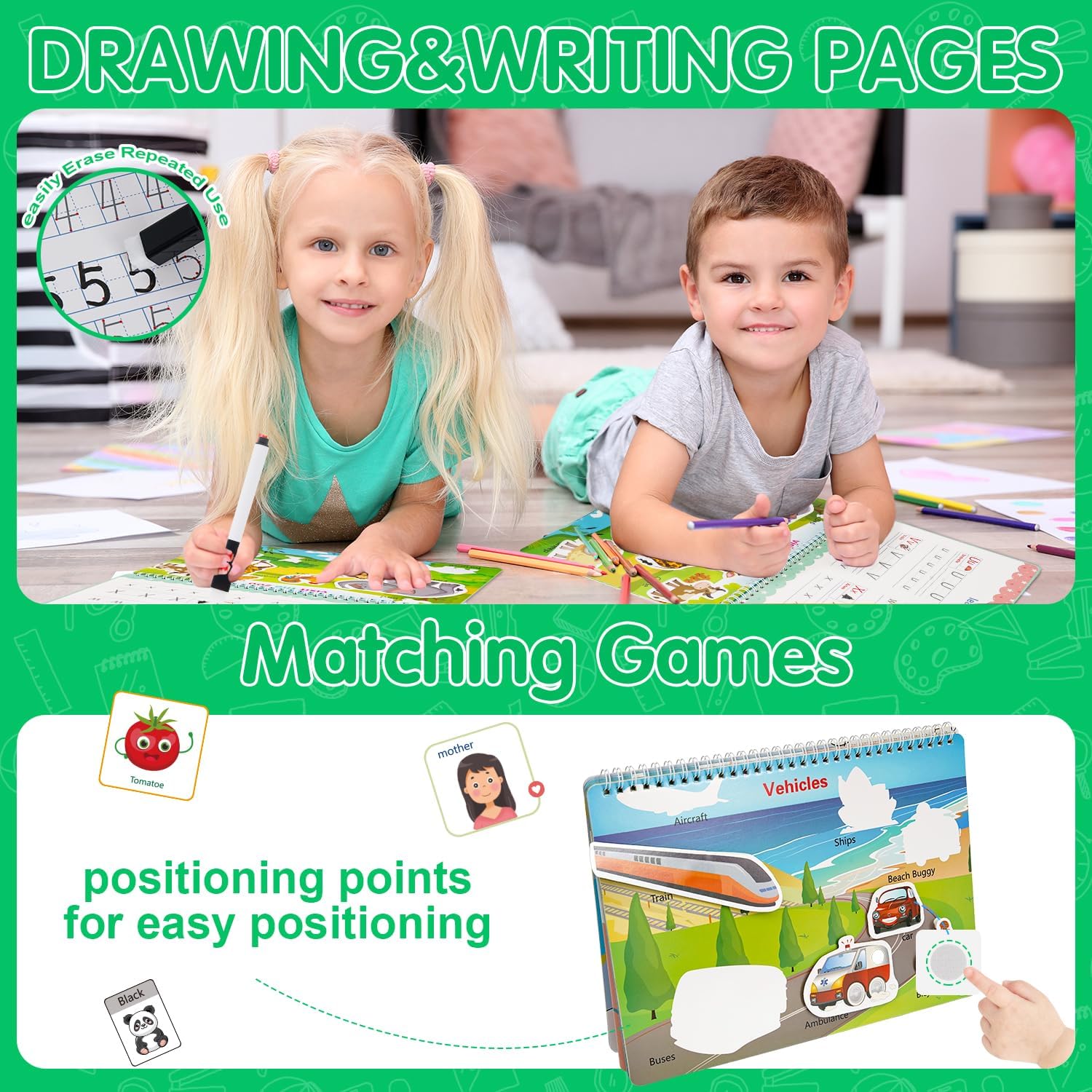 Montessori 24 Themes Busy Book for Toddlers 3-5, Engaging Preschool Learning Activities for Home School Travel –