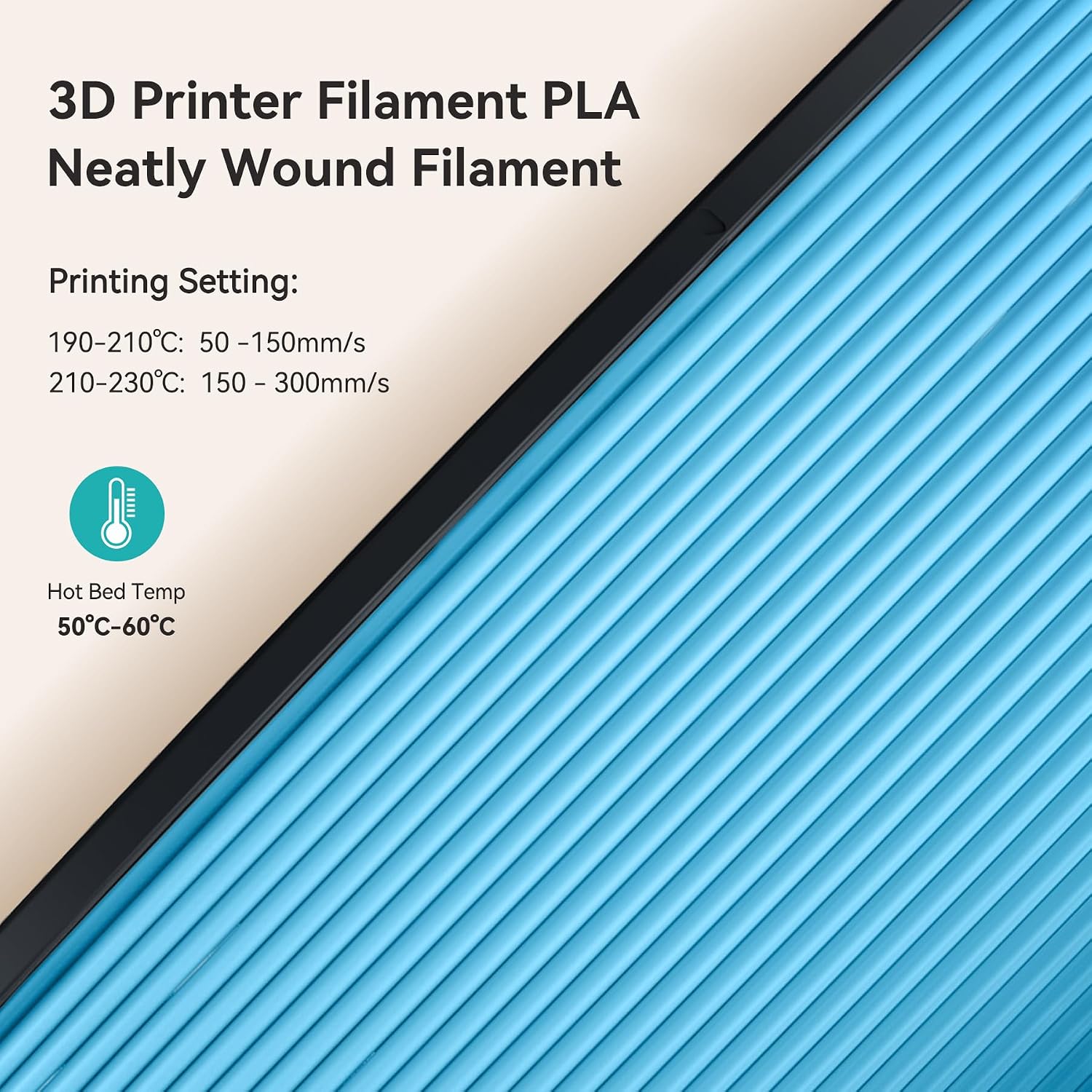 1KG PLA Matte 3D Printer Filament 1.75mm, Matte Bone White | Frosted Matte Finish Hides Layer Lines, Low Warp &