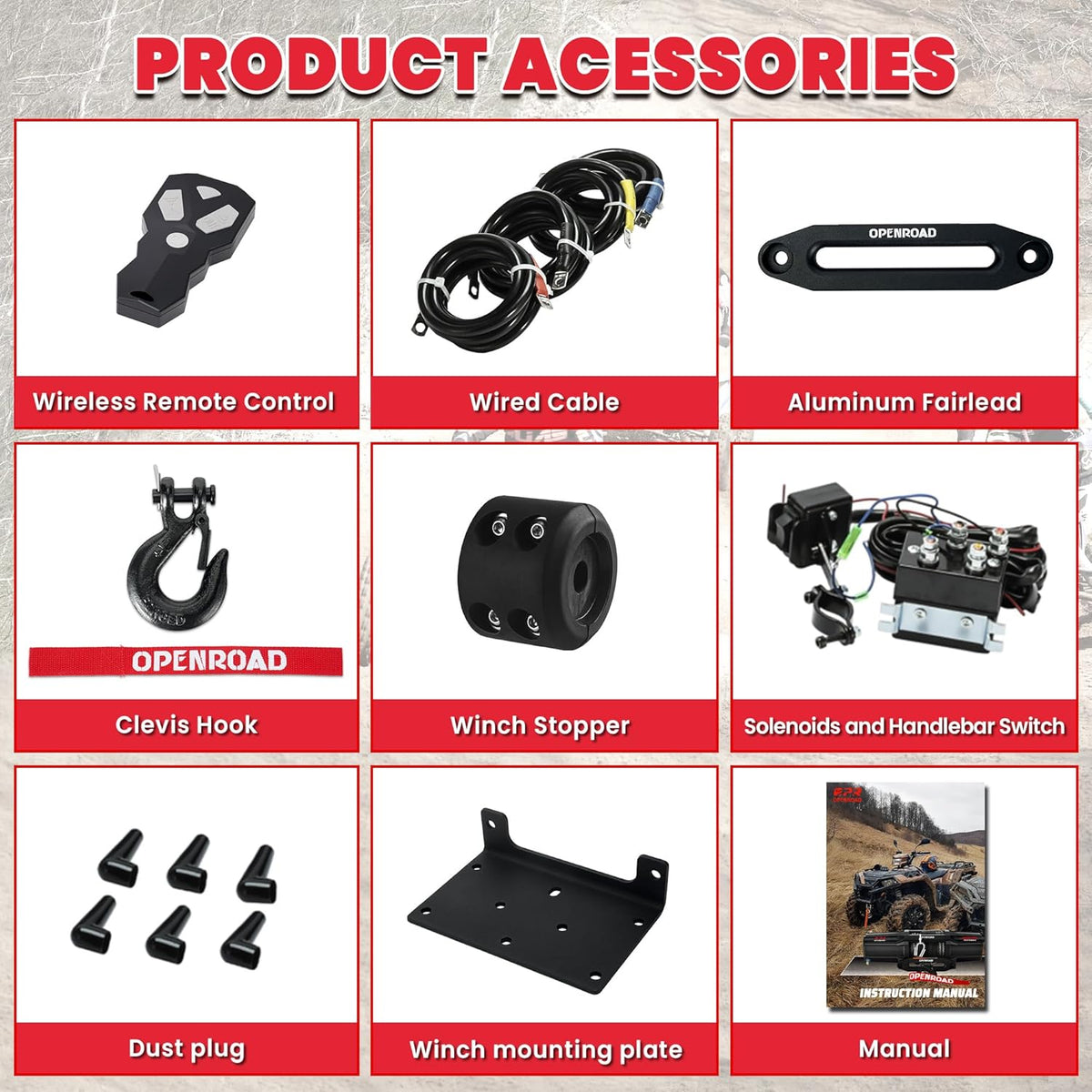 6000 lbs UTV Winch, Waterproof IP67 Electric Trailer 6k Winch with 1/4"×50ft Synthetic Rope,Wireless Remote and Winch
