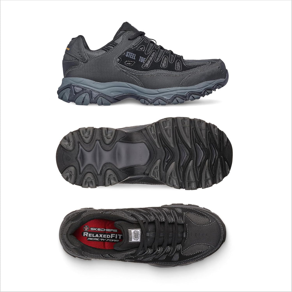 Men's Cankton Steel Toe Construction Shoe - Electrical Hazard Rated, Memory Foam | Walking, Slip-ins, Max Cushioning