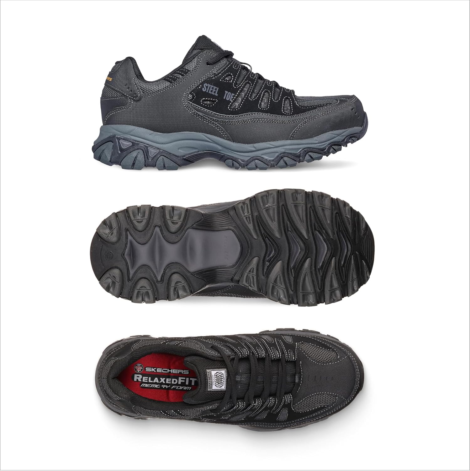Men's Cankton Steel Toe Construction Shoe - Electrical Hazard Rated, Memory Foam | Walking, Slip-ins, Max Cushioning