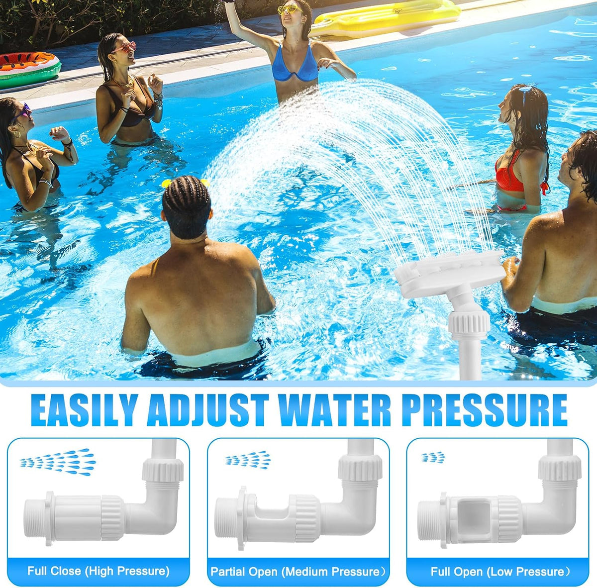 2026 Solar Pool Fountain for Above and Inground LED 360° Adjustable Fountain for Swimming Pool Sprayer Waterfall