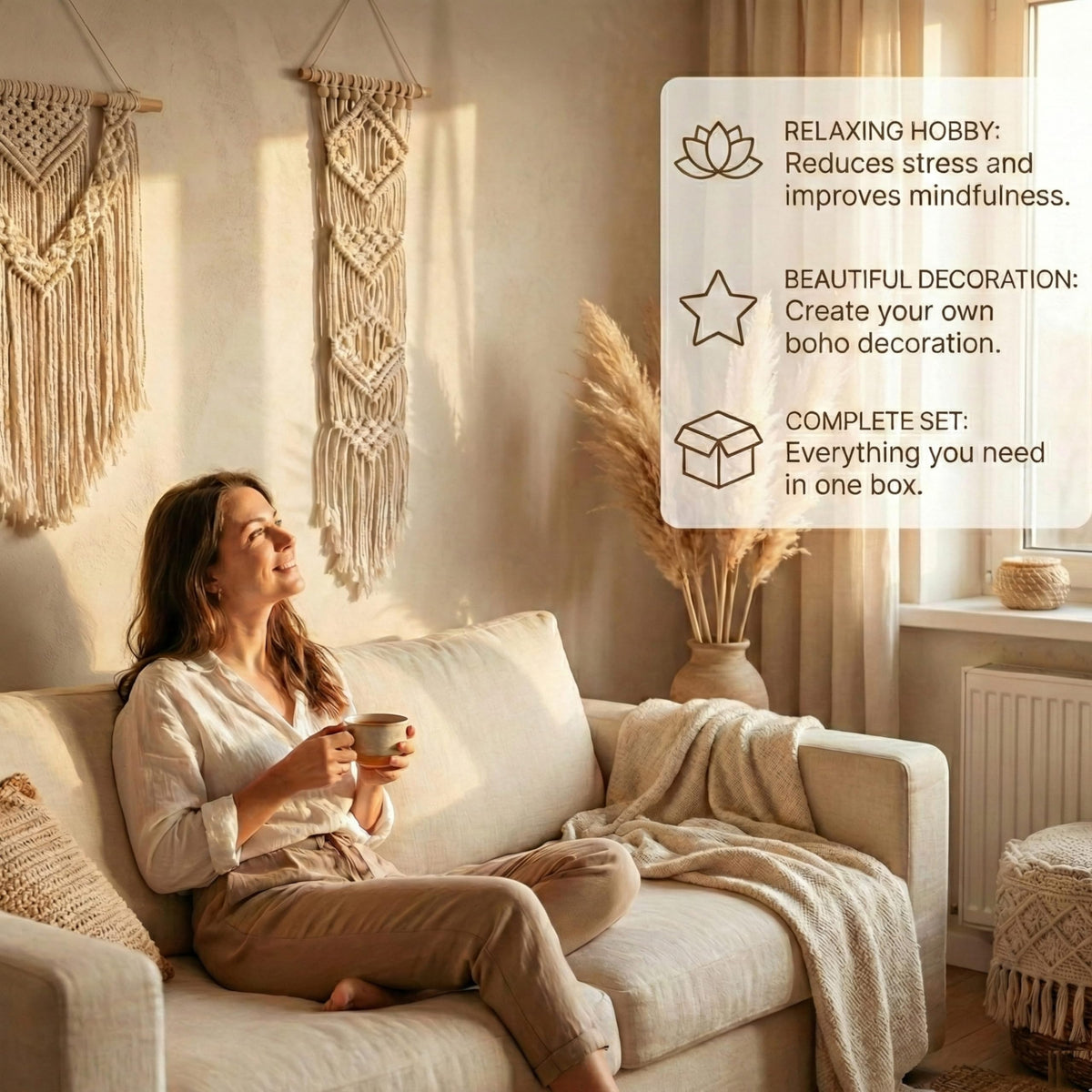 Macrame Kits for Adults Beginners with 126 Macrame Supplies and 7 Projects E-Book: DIY Macrame Kit with 165 Yards