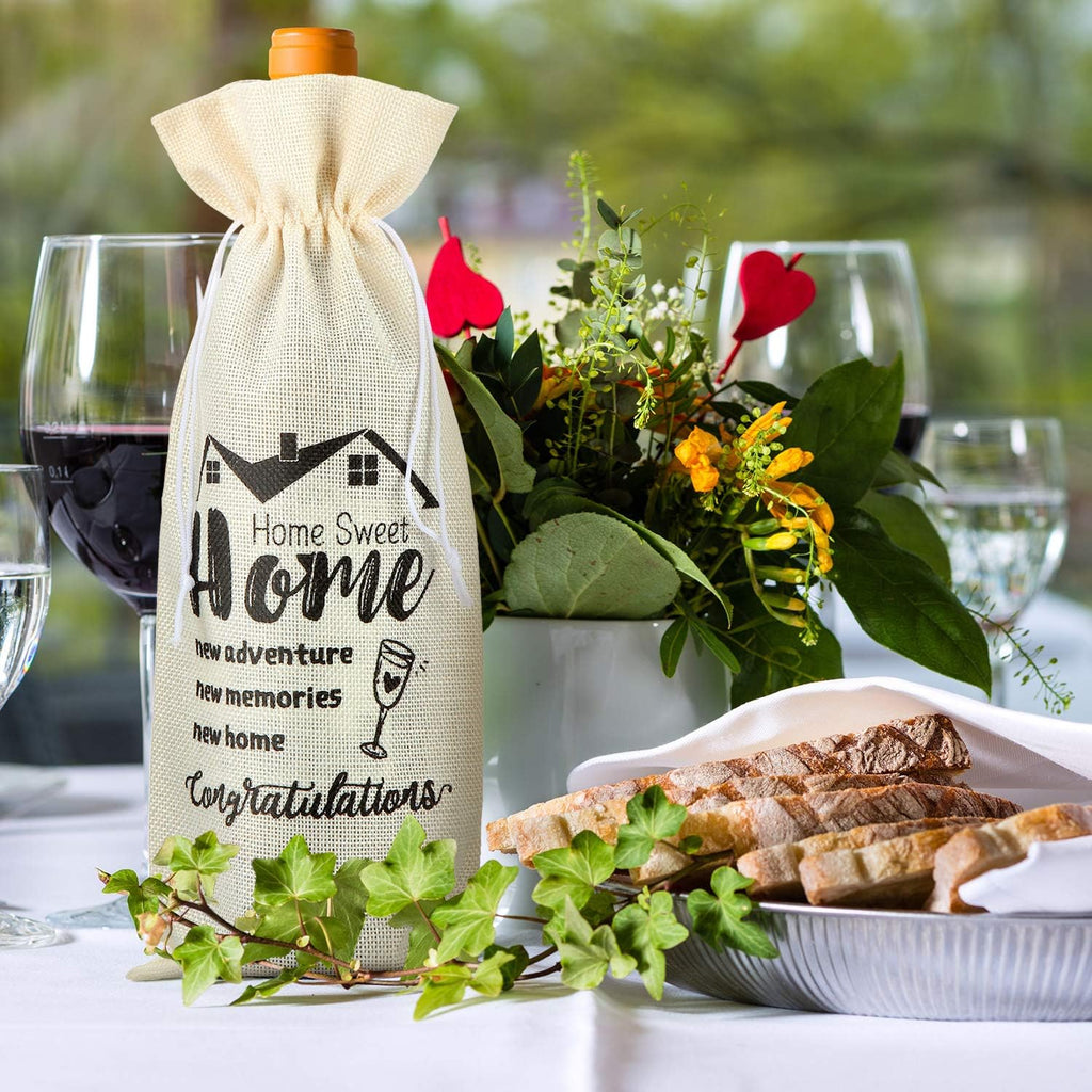 8 Pcs New Home Wine Gift Bag Burlap for Housewarming Bottles