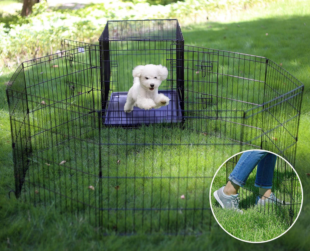 Pet Playpen Puppy Playpen Kennels Dog Fence Exercise Pen Gate Fence Foldable Dog Crate 8 Panels 24 Inch Kennels Pen