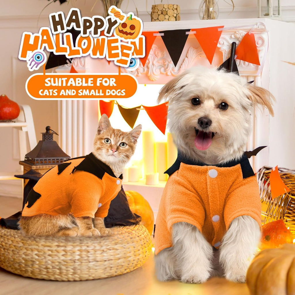 Dog Halloween Sweater Soft Fleece Puppy Cat Fall Winter Clothes Cute Pumpkin Halloween Dog Costumes with Sleeves